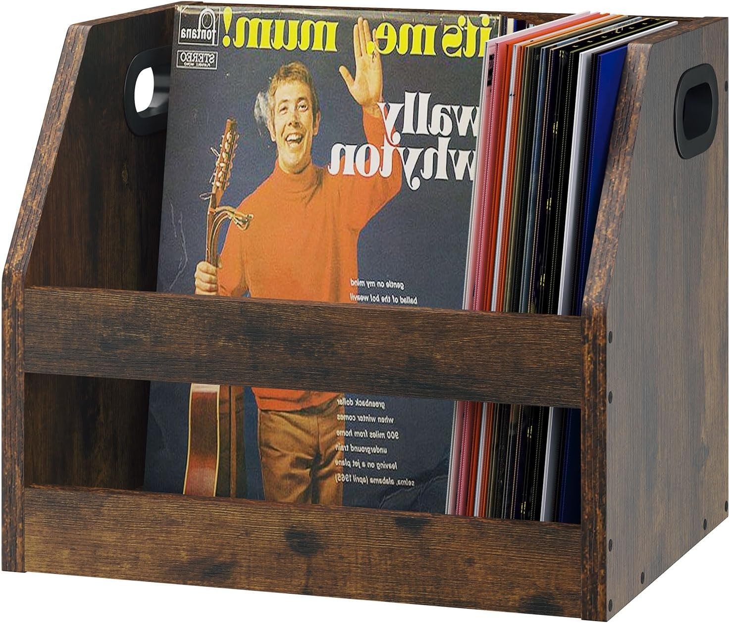 Vinyl Record Storage Crate LP Album Holder Rack Desktop Organizer Brown