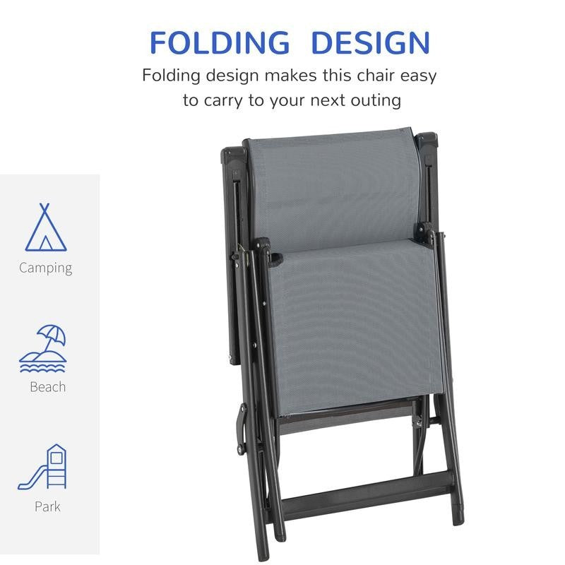 Set of 2 Reclining Folding Steel Chaise Lounge Chairs Garden Patio