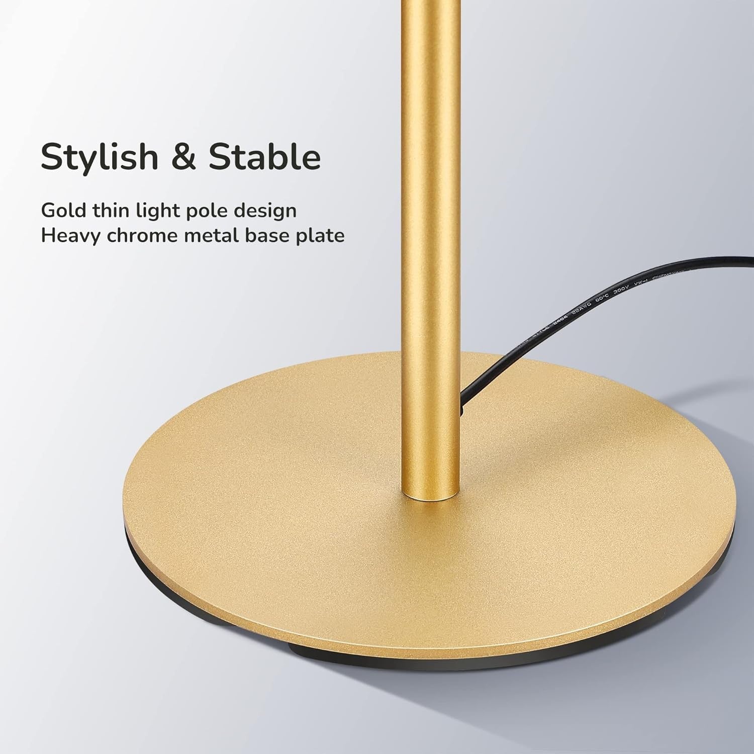 LED Floor Lamp Dimmable Corner Standing Light Minimalist Warm White Gold