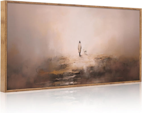 Jesus Christian Wall Art Lost Sheep Parable Framed Canvas Faith Decor 20x40