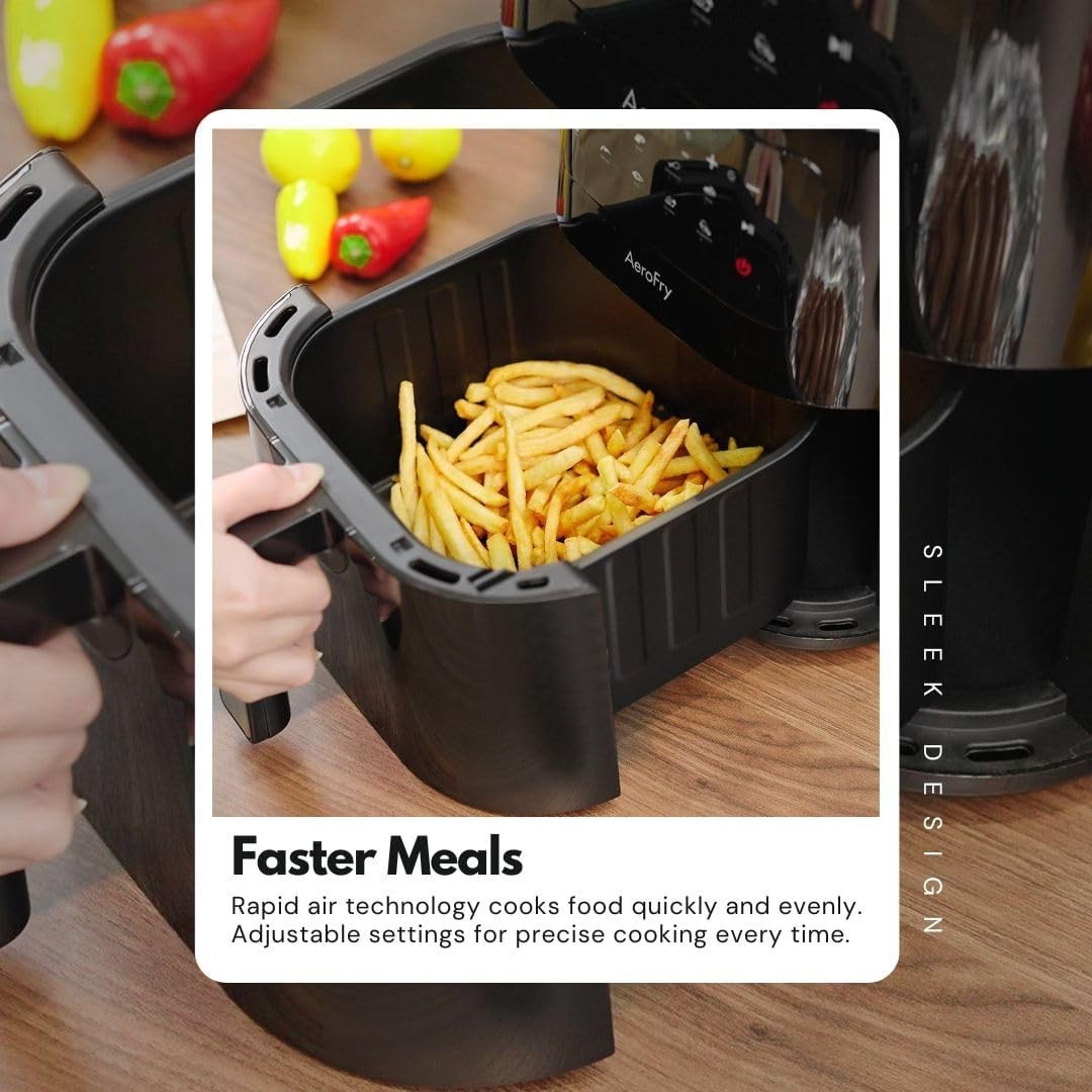 4.5L Digital Air Fryer Oil-Free Cooker Timer 10 Presets Non Stick Basket