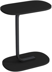 C-Shaped End Table, Wood & Metal Side Table for Sofa