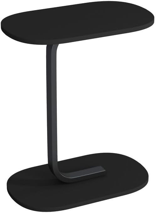 C-Shaped End Table, Wood & Metal Side Table for Sofa
