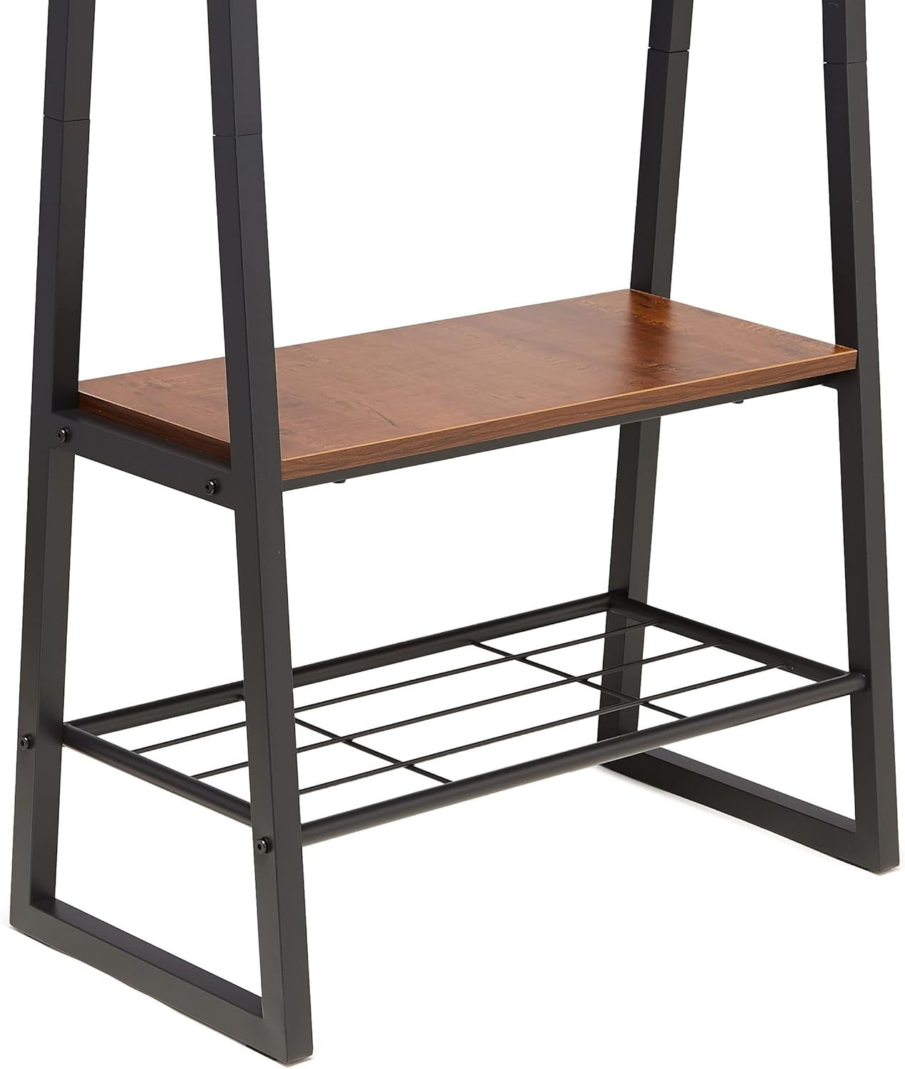 Black Coat Rack with 9 Hooks Shoe Bench & 2-Tier Storage 70x33x175cm