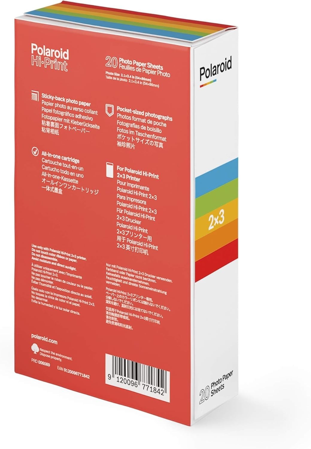 60 Sheets Photo Paper Cartridge 2x3 Sticky Back Printer Refill Pack