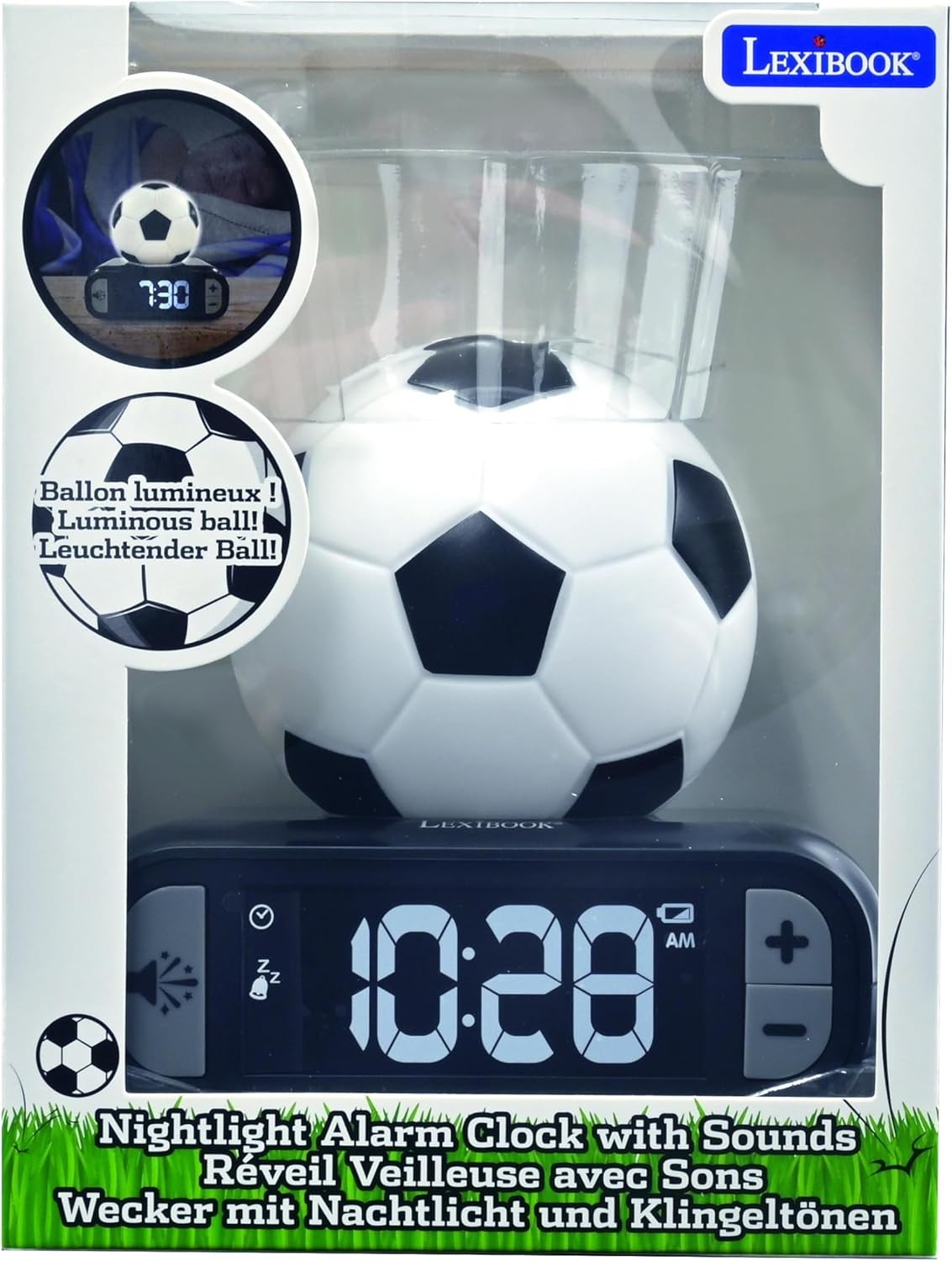 Kids Football Alarm Clock Night LED Display Snooze Sounds Bedroom Gift