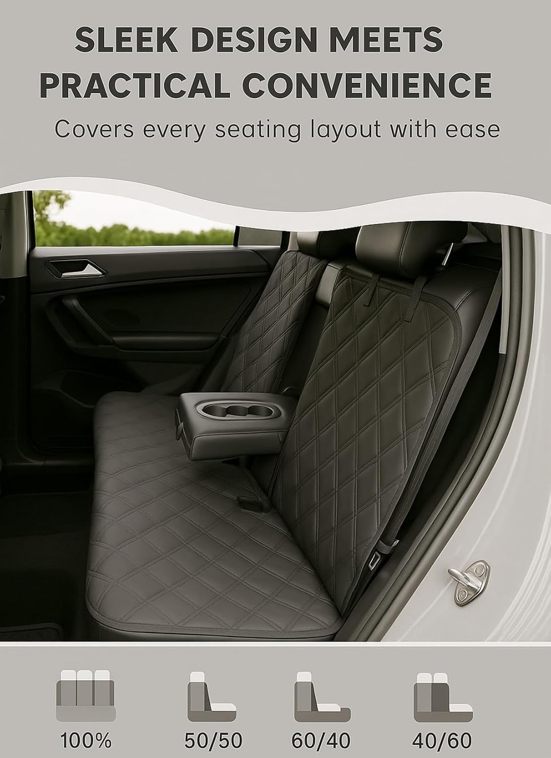 Waterproof Dog Car Seat Cover Hammock Split Bench Non Slip Back Seat