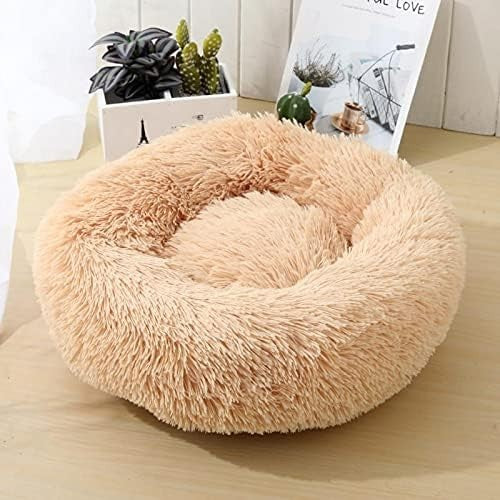 Calming Donut Pet Bed 80cm Faux Fur Dog Cat Bed Anxiety Relief