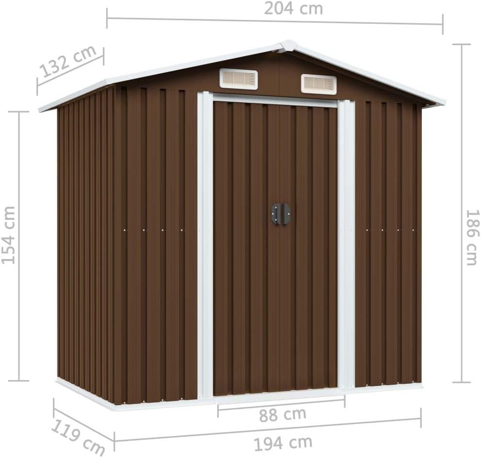 Metal Garden Storage Shed 6.7x4.3FT Outdoor Tool House with Sliding Doors & Vent