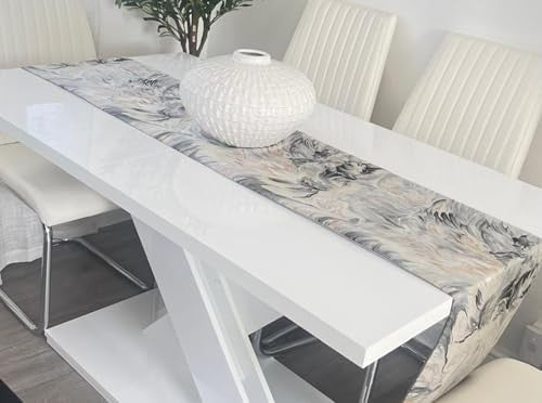 Extendable White Gloss Dining Table 140-180cm Modern Foldable Kitchen