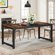 Industrial Dining Table for 6-8 – Metal Frame, Rustic Wood, 180cm
