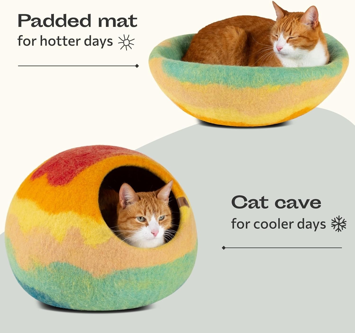 Handmade Wool Cat Cave Bed Large Felt Cat House Indoor Pet Cozy Nest