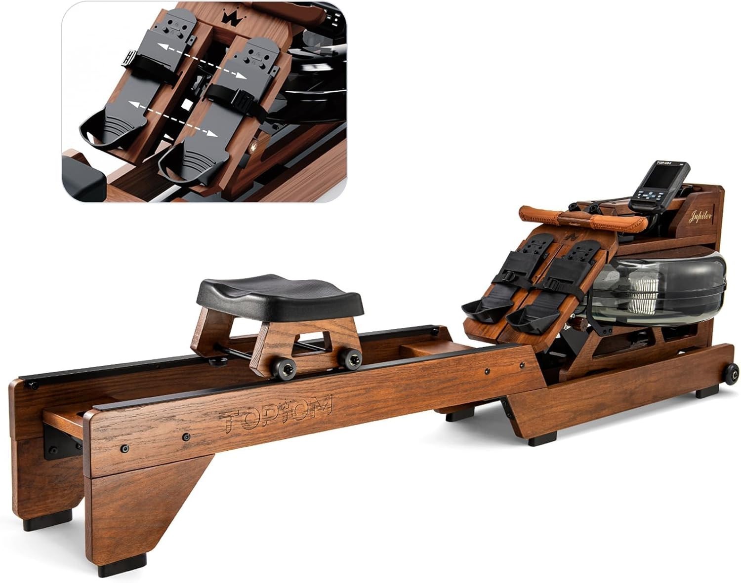 Oak Wood Water Rowing Machine Bluetooth LCD Home Rower 400LB Capacity