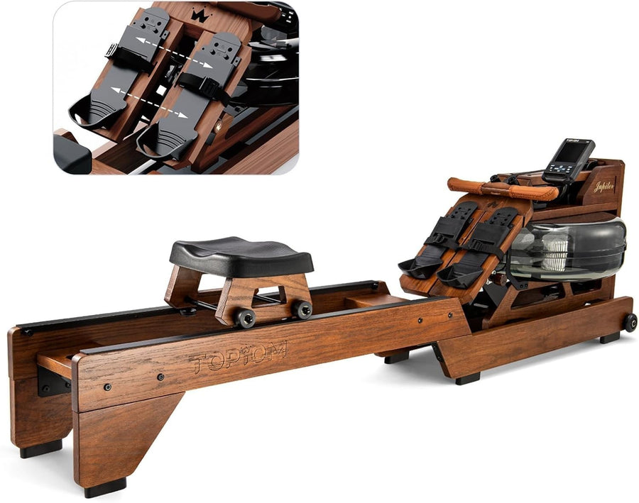 Oak Wood Water Rowing Machine Bluetooth LCD Home Rower 400LB Capacity