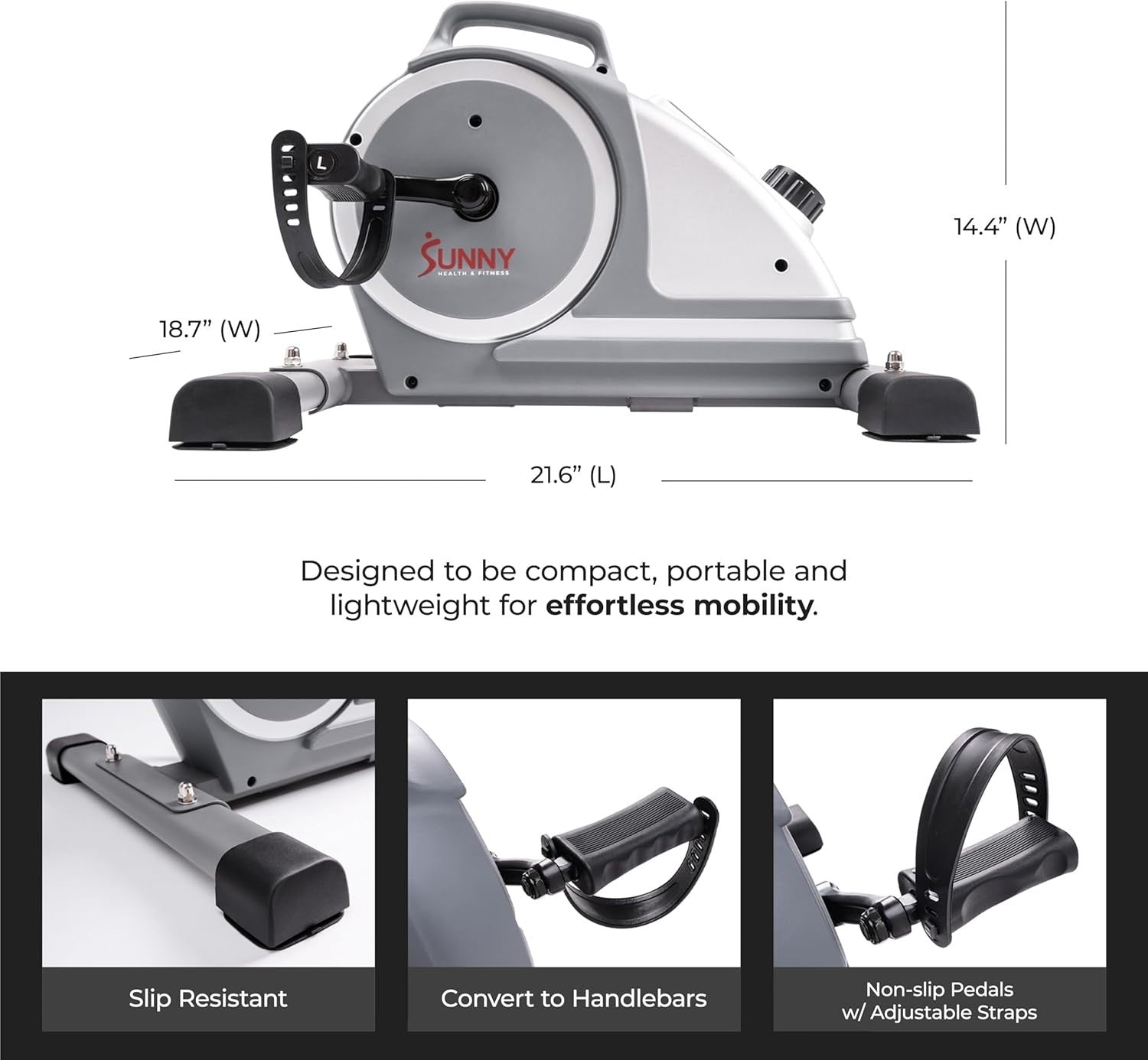 Under Desk Exercise Bike Pedal Trainer Arm & Leg Magnetic Quiet