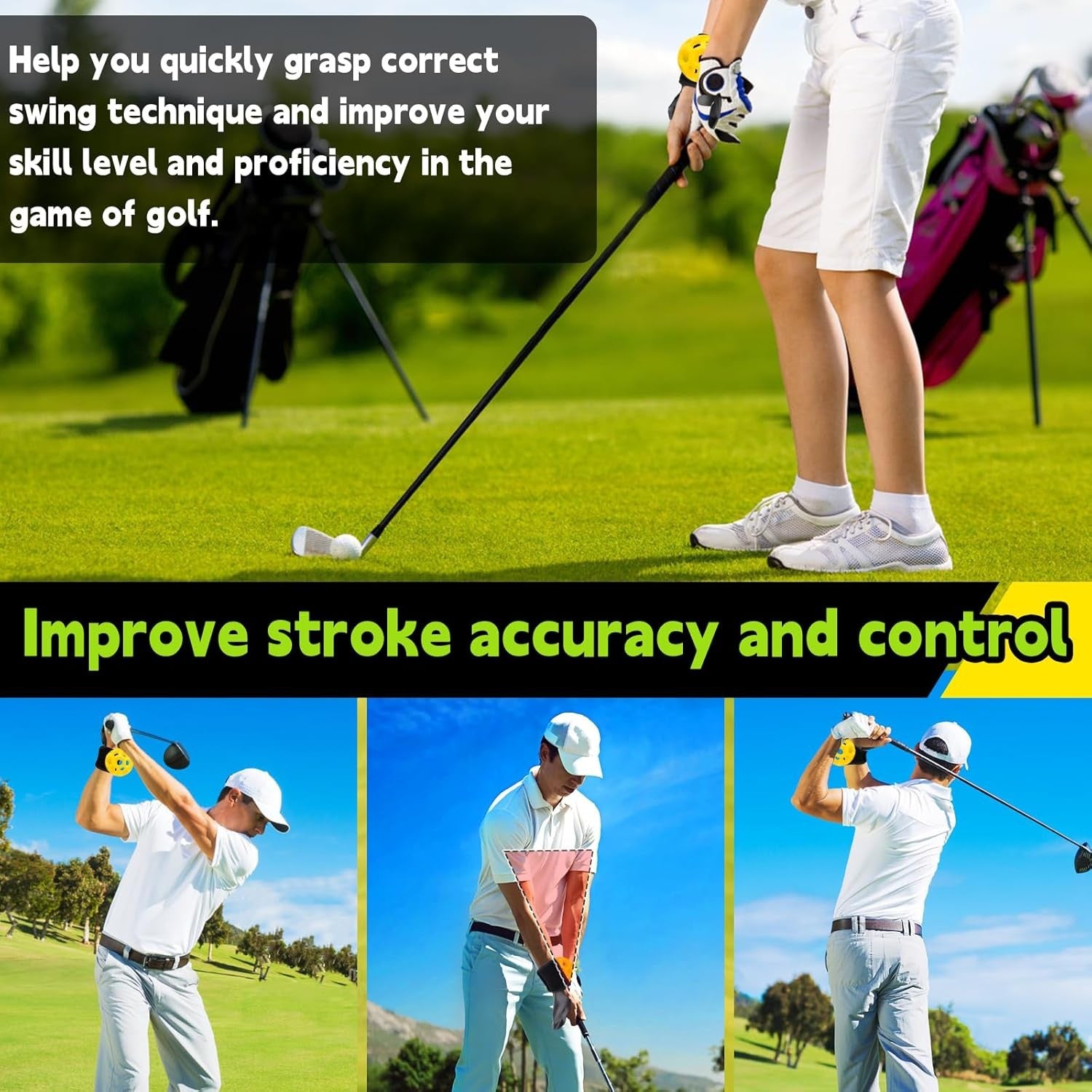 Golf Swing Trainer Ball with Wrist Strap Posture Aid