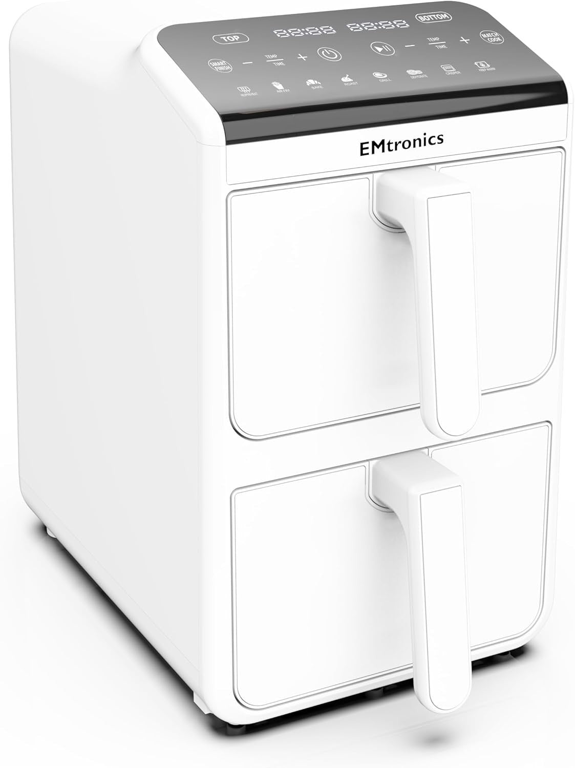 Dual Zone 10L Stack Air Fryer 2460W Touch Presets Smart Finish White