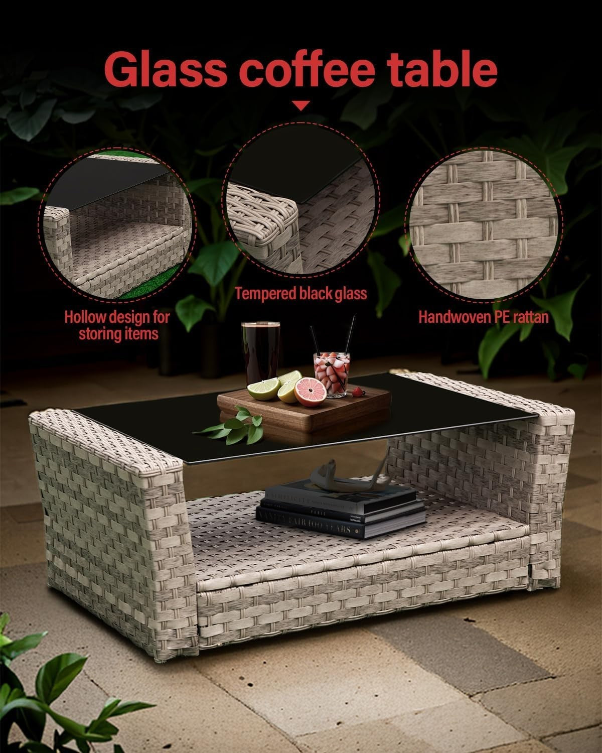 4 Seater Rattan Garden Furniture Set Outdoor Patio Sofa Table Chairs