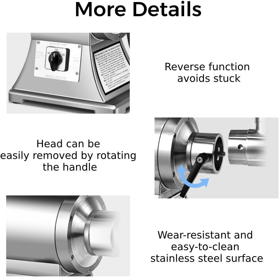 750W Electric Meat Grinder Sausage Maker Mincer 250kg/h Stainless
