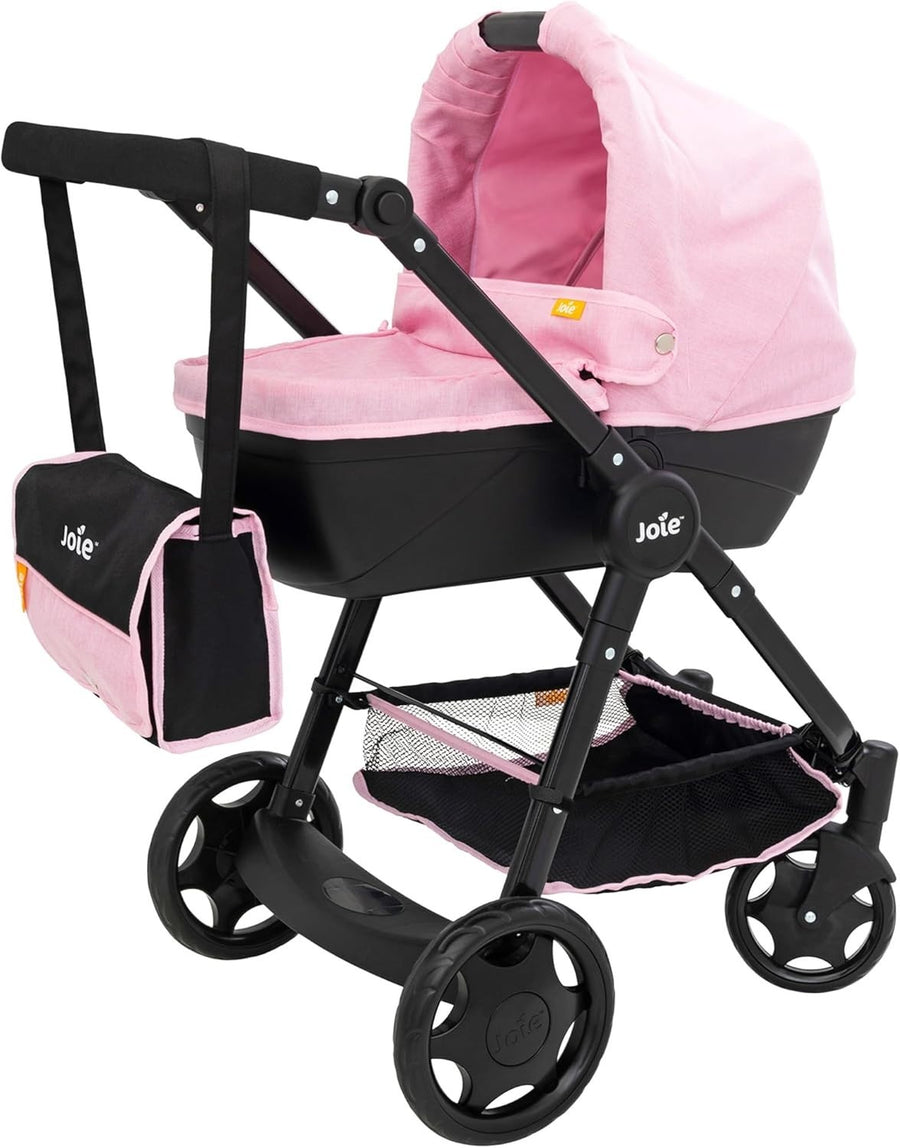 Dolls Pram with Detachable Carrycot, Adjustable Handle, Storage, 3+