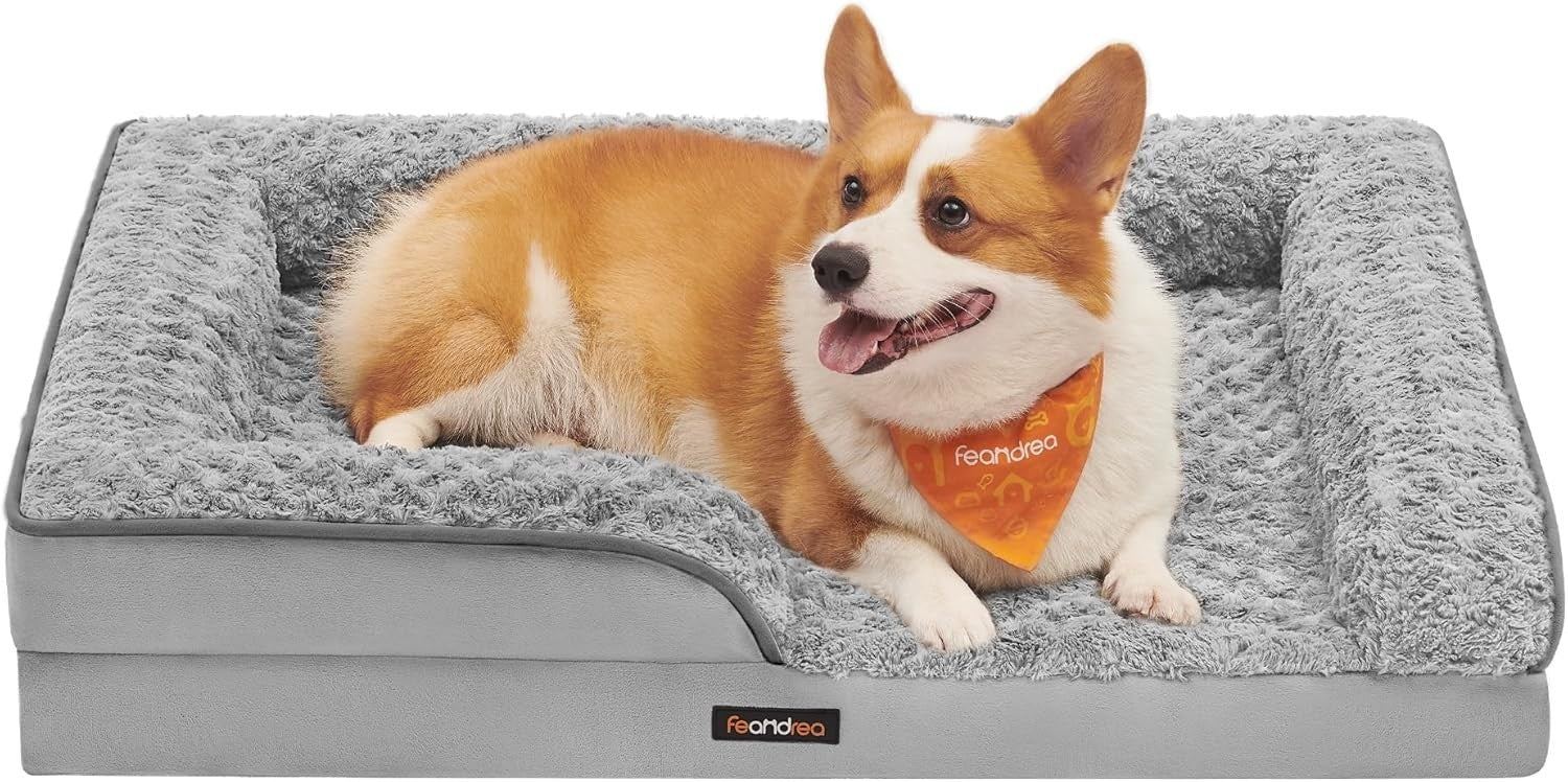 Large Orthopedic Dog Sofa Bed 91x68cm Memory Foam Grey