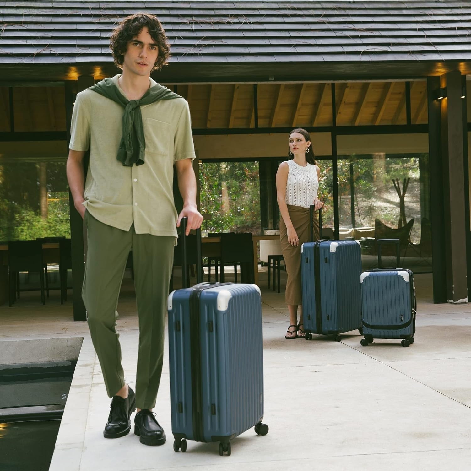 3 Piece ABS PC Hard Shell Suitcase Set 4 Wheel TSA Cabin Large