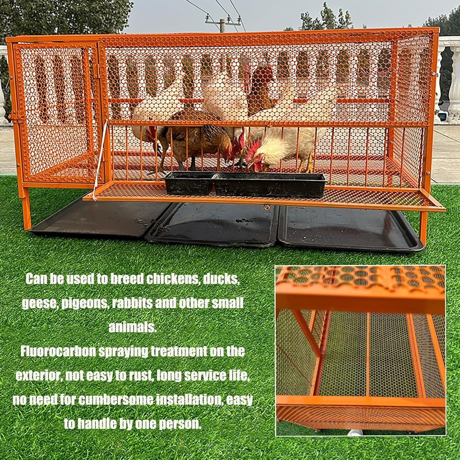100cm Galvanised Steel Chicken Coop Poultry Cage Run