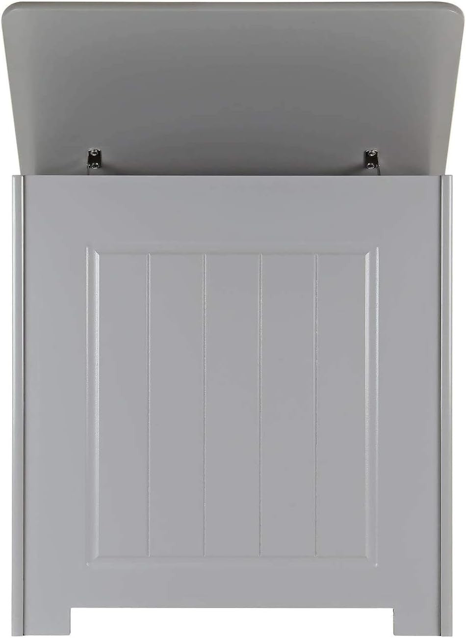 Wooden Laundry Cabinet Chest Basket Storage Hamper Bathroom Bin Grey