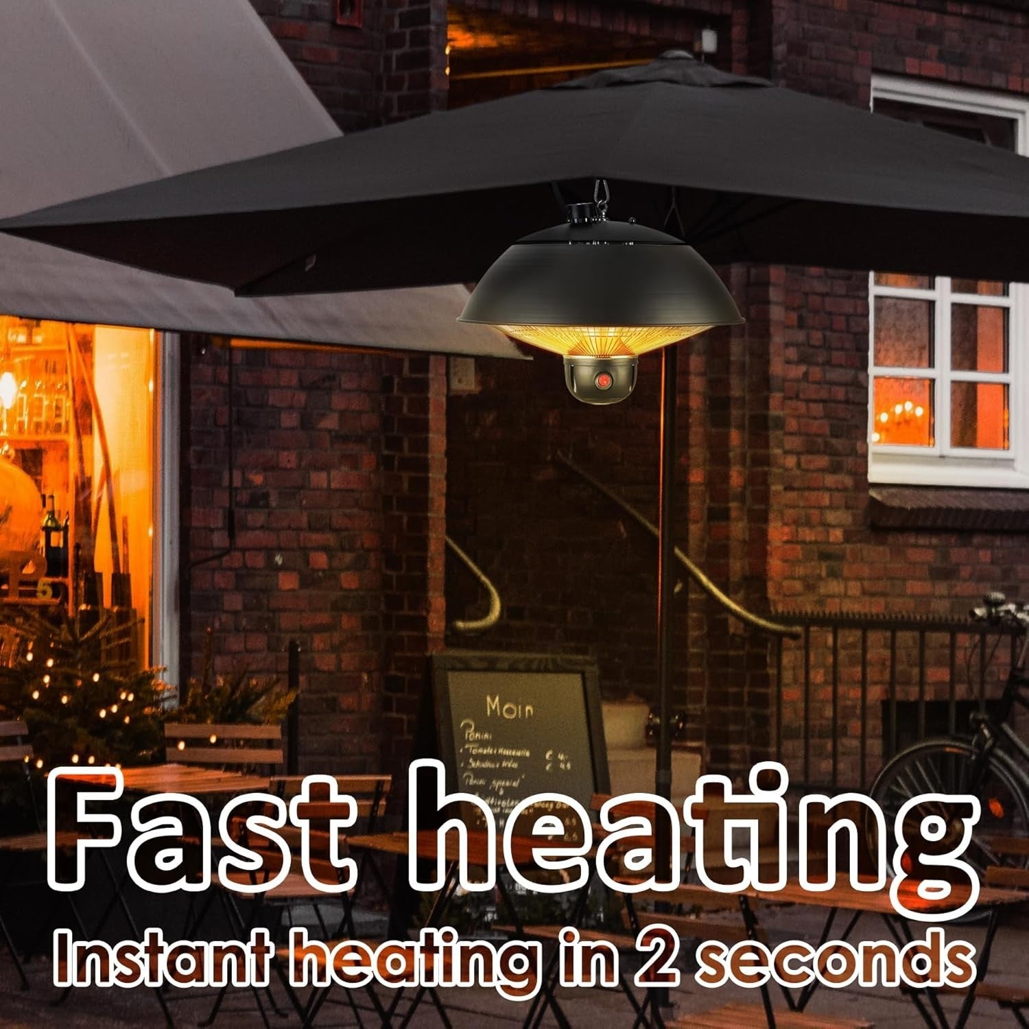 2000W Patio Heater | Fast Radiant Heat | Indoor Outdoor Safe & Waterproof
