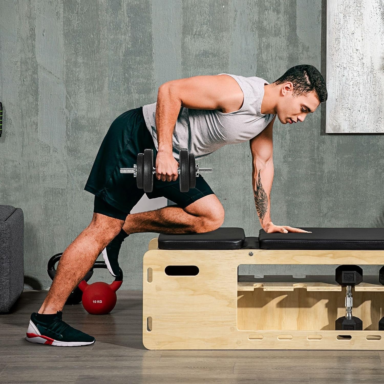 20kg Adjustable Dumbbells Set Non Slip Home Gym Hand Weights Compact