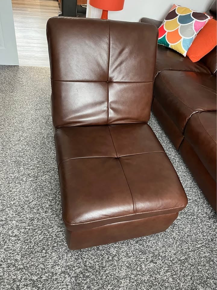 Chocolate Brown Modular Leather Corner Sofa (PTP)