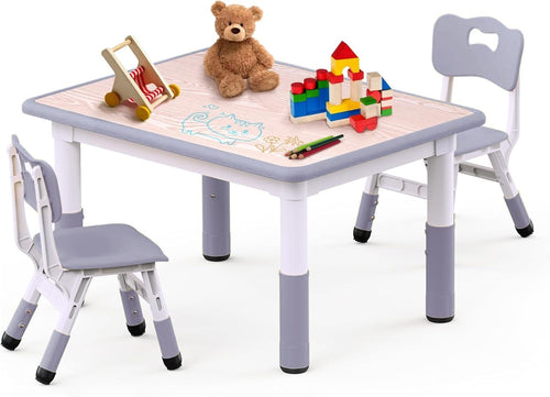 Kids Table and Chairs Set Height Adjustable Study Desk Toddler Playroom