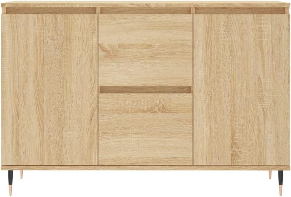 Sonoma Oak Sideboard Storage Cabinet with Iron Legs | Dent Resistant, Stylish