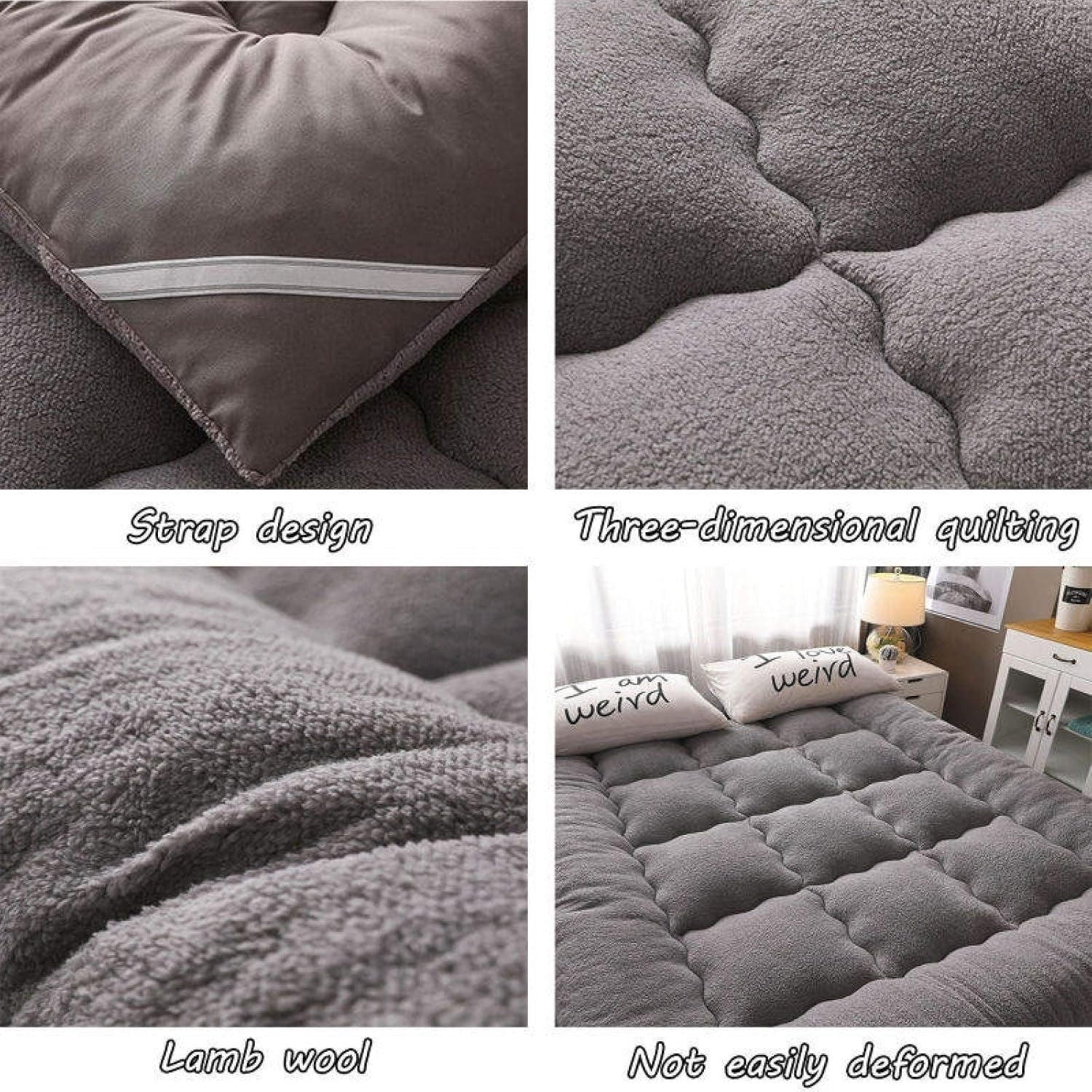 Double Floor Futon Mattress Foldable Tatami Bed Thick Soft Cotton Grey