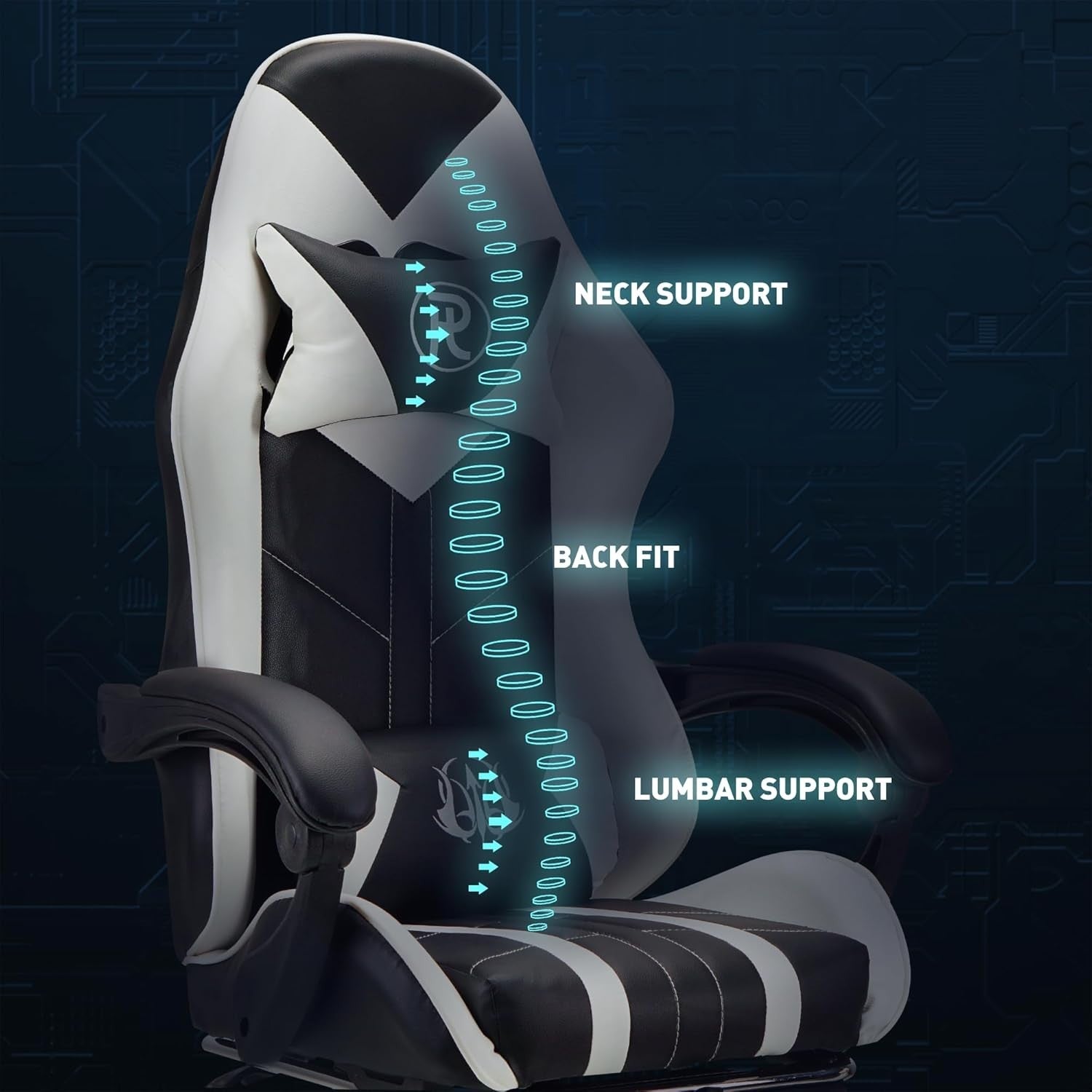 Ergonomic Gaming Chair Office Computer Desk Chair White Leather Adjustable Recli
