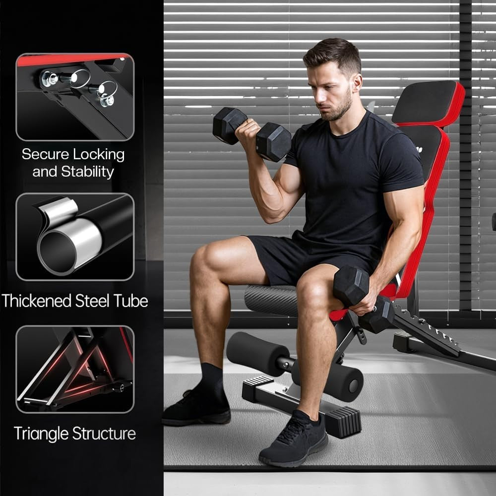 Adjustable Folding Weight Bench 300kg Incline Decline Home Gym