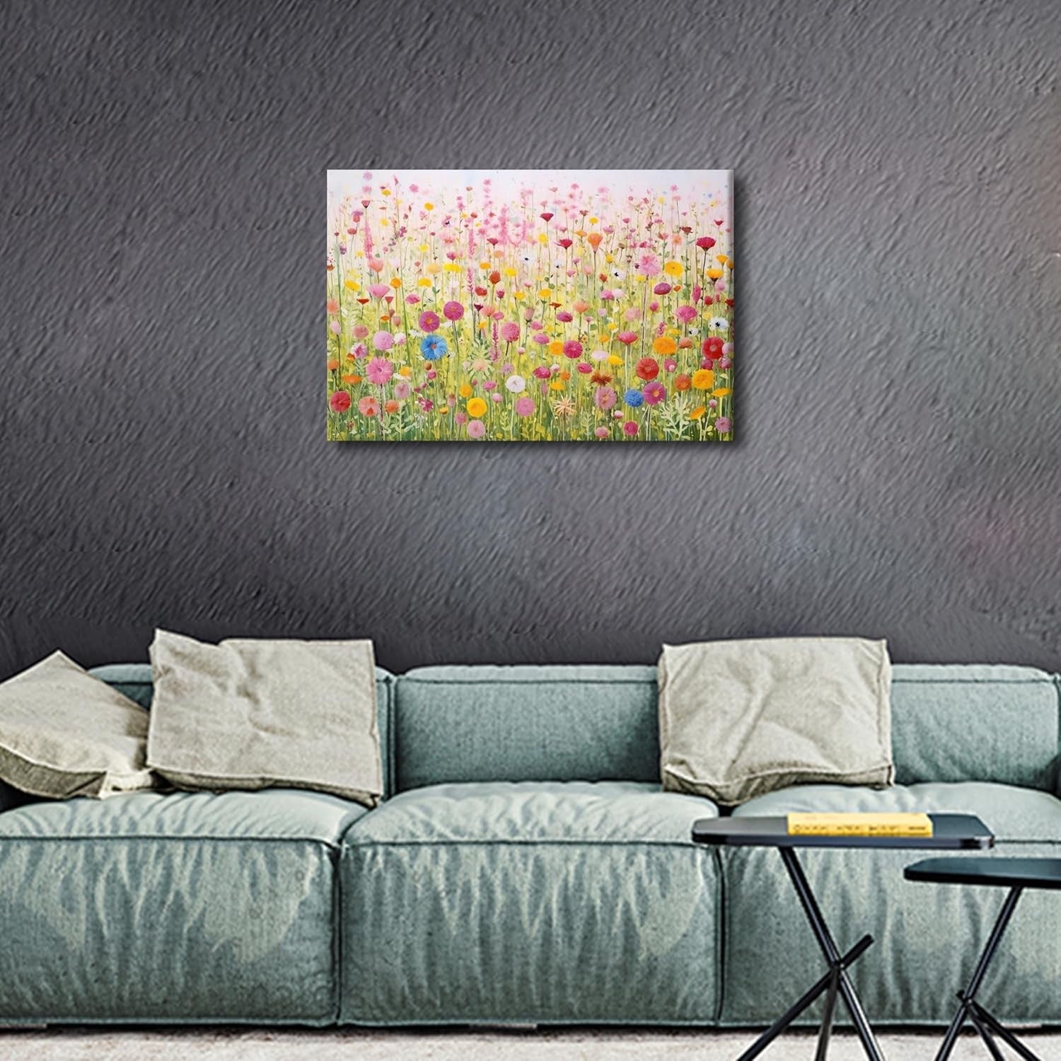 Floral Canvas Wall Art Framed Botanical Flower Print Living Room Decor