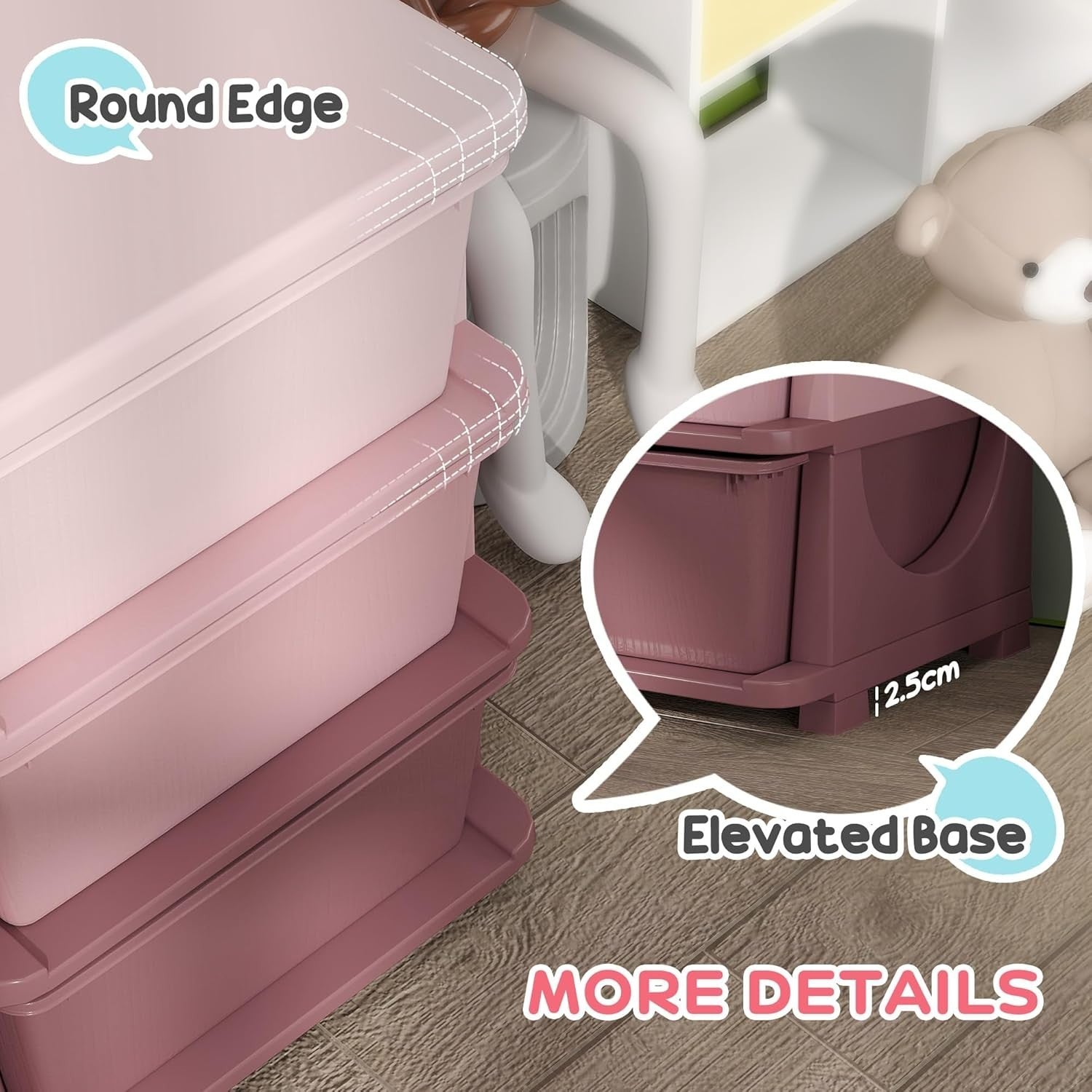 Kids 9-Drawer Storage Unit Toy Organizer Chest with Safe Rounded Corners Pink