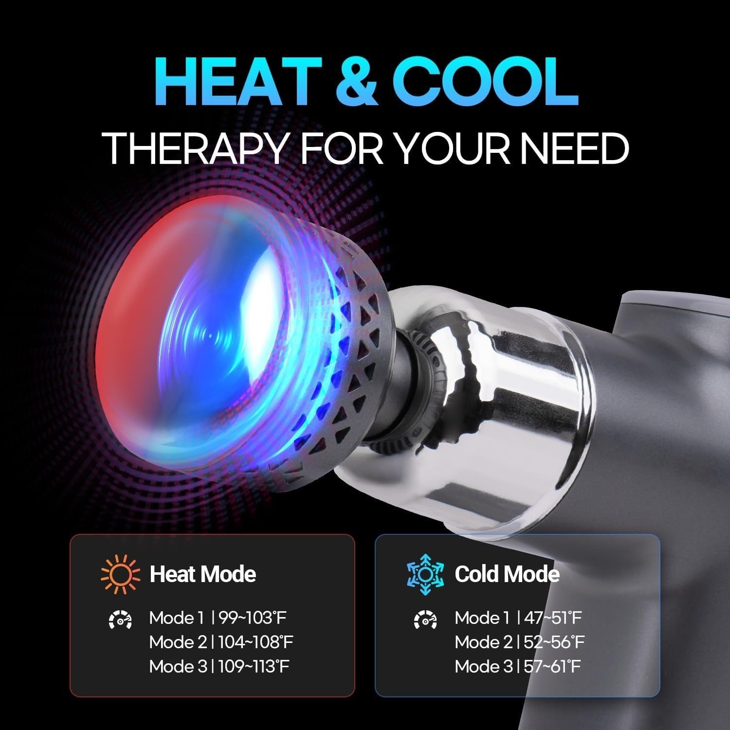 Hot & Cold Massage Gun Deep Tissue Muscle Relief 8 Levels Long Battery