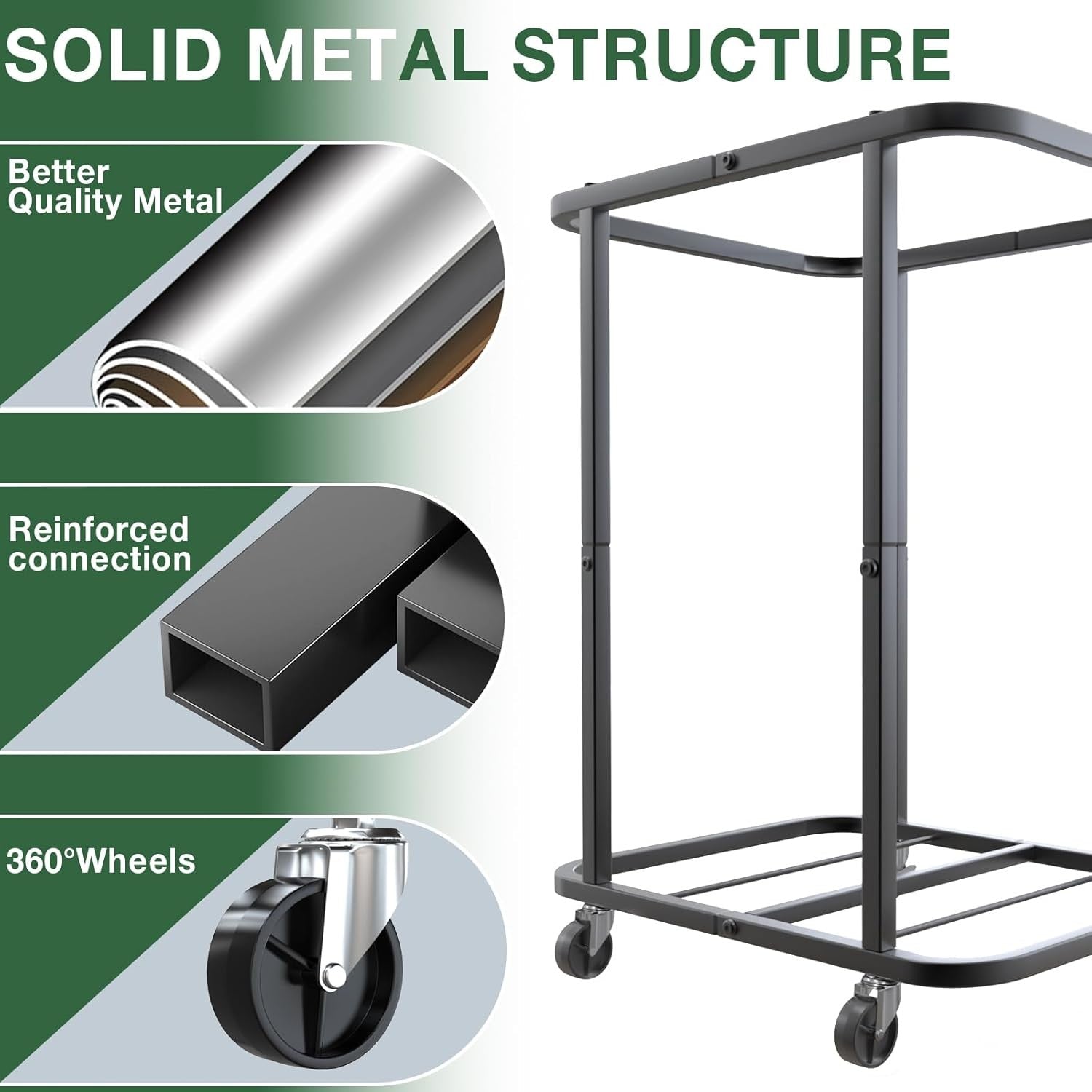 150L Large Black Rolling Laundry Hamper Heavy Duty Laundry Cart with Wheels