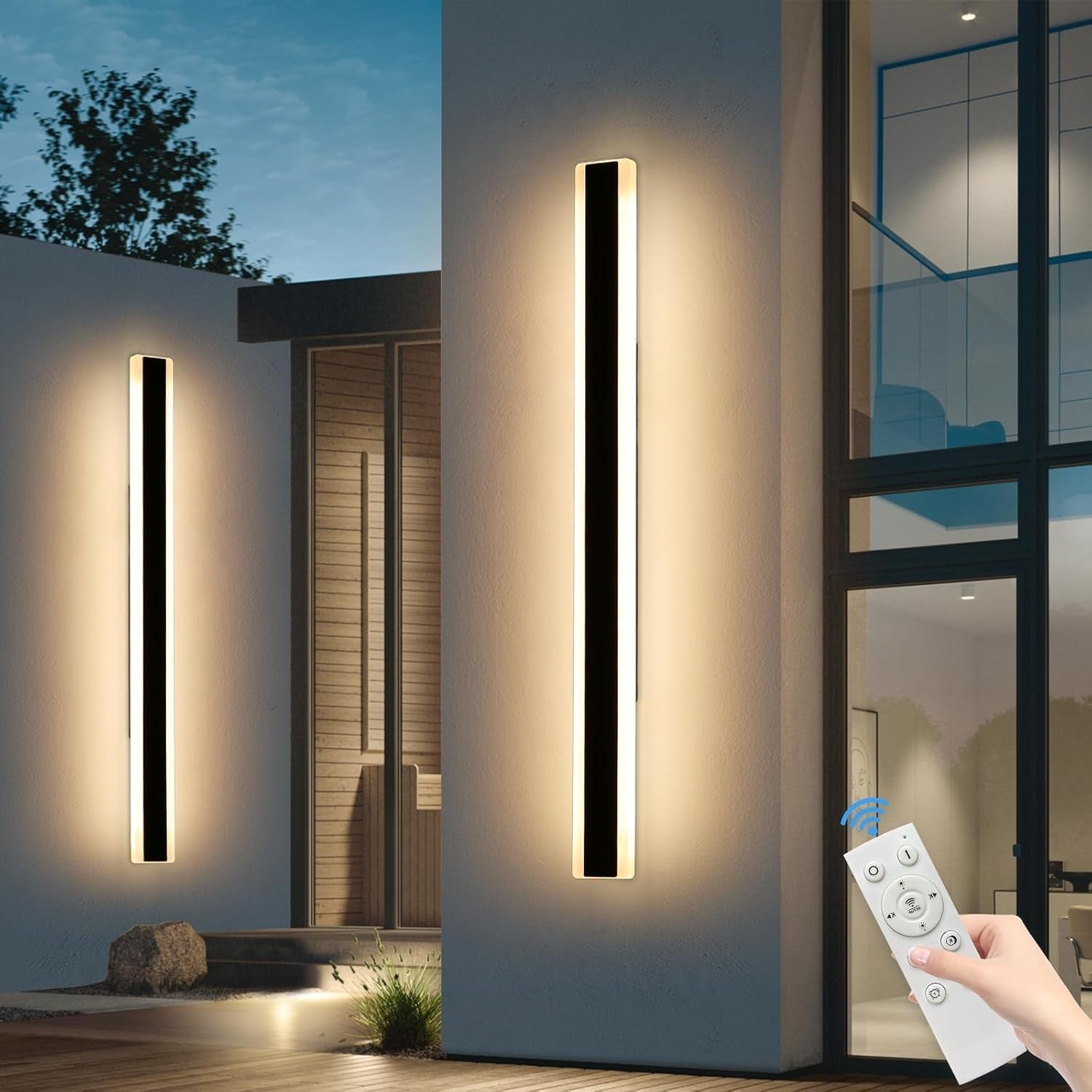 150cm Dimmable Outdoor LED Wall Light 3-Color Remote Control Modern Sconce