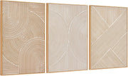 Neutral 3D Textured Wall Art Set of 3 Framed 16x24 Geometric