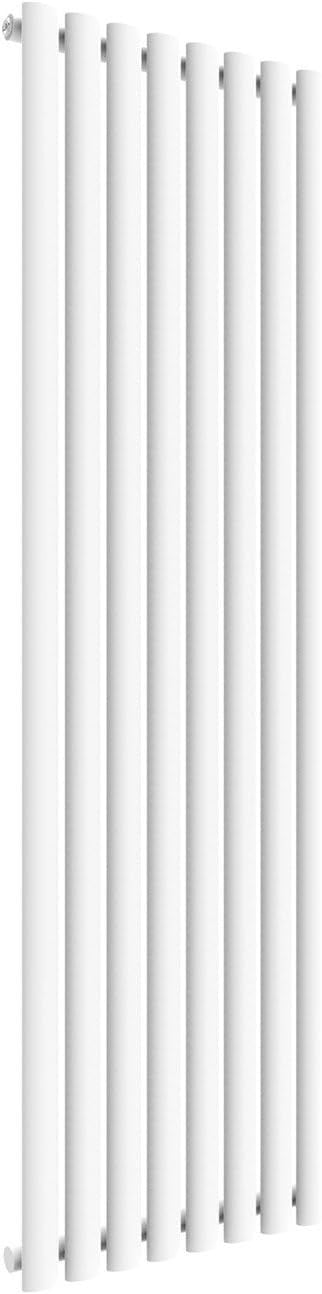 1600x480mm White Vertical Single Panel Oval Column Radiator Heater