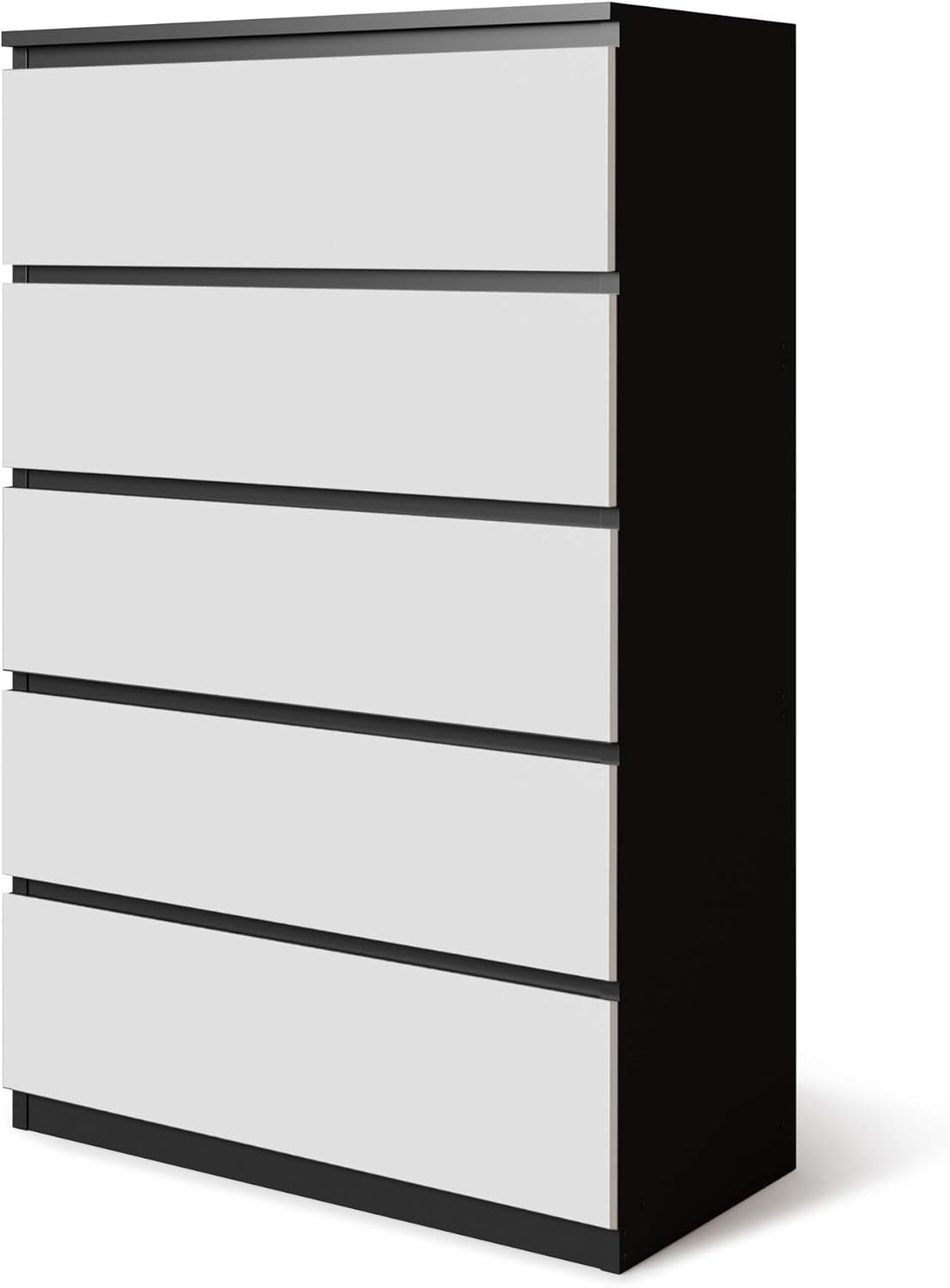 Contemporary 5-Drawer Wooden Chest Cabinet No Handles | Oak & White Finish
