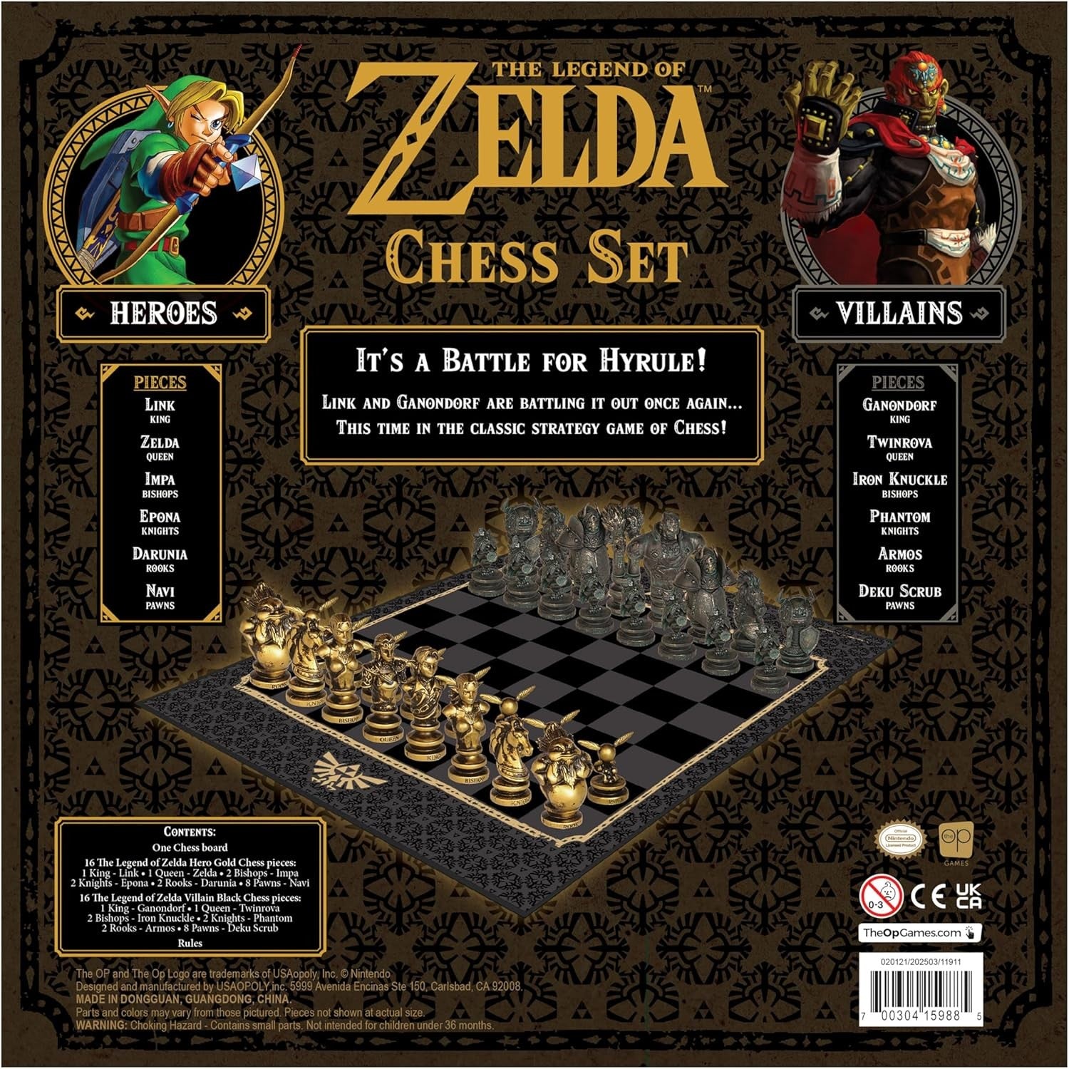 Luxury Zelda Style Fantasy Chess Set | Hero vs Villain Pieces | Collector Board