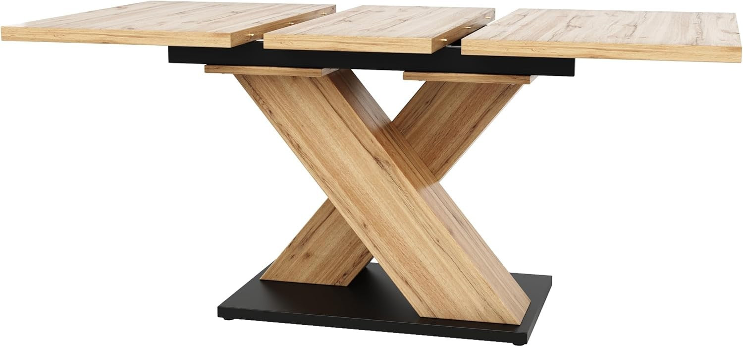 Extendable Dining Table 6-8 Seat Solid Wood Look Pedestal Base Modern