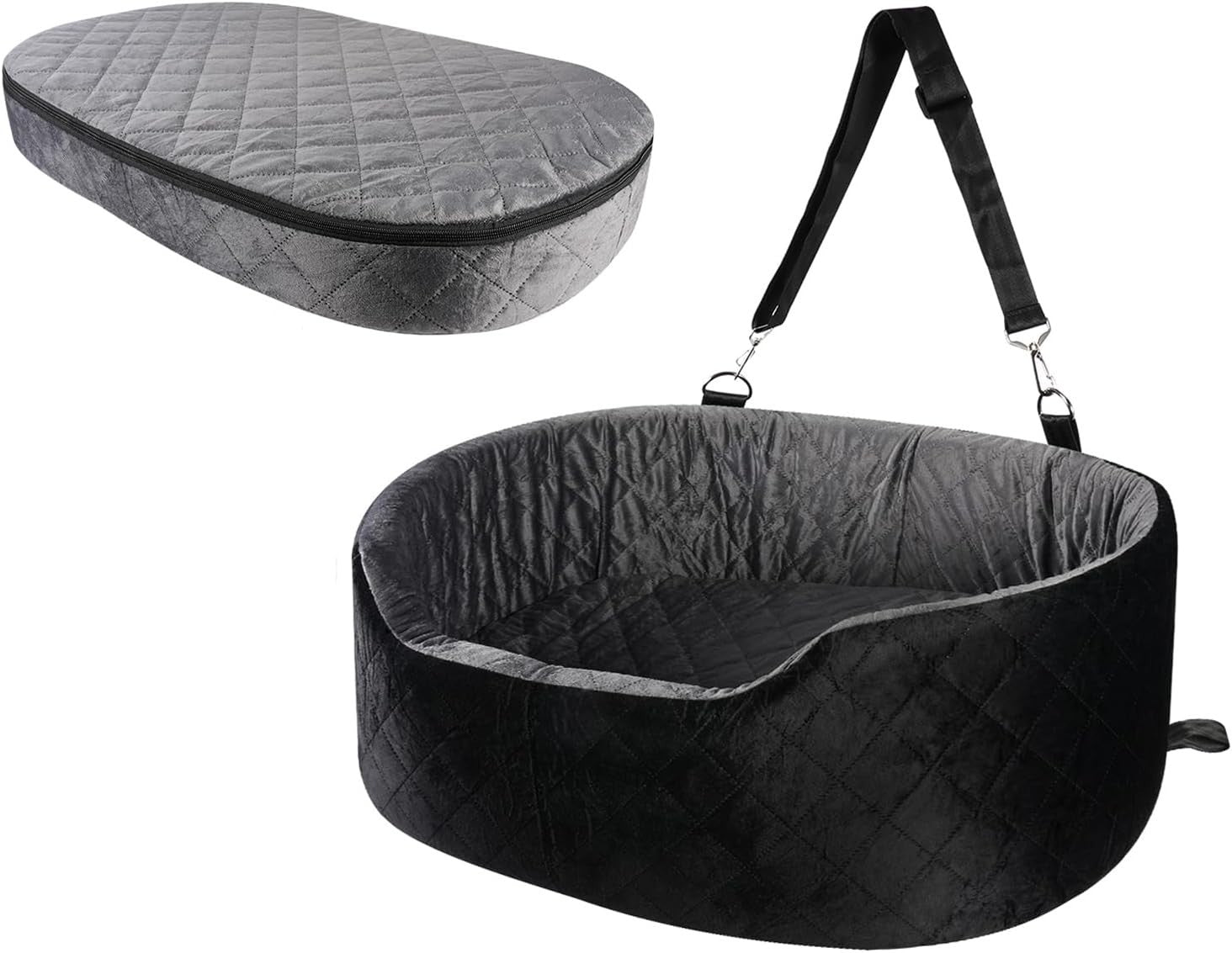 Large Dog Car Seat Booster Memory Foam Pet Travel Bed Washable Black