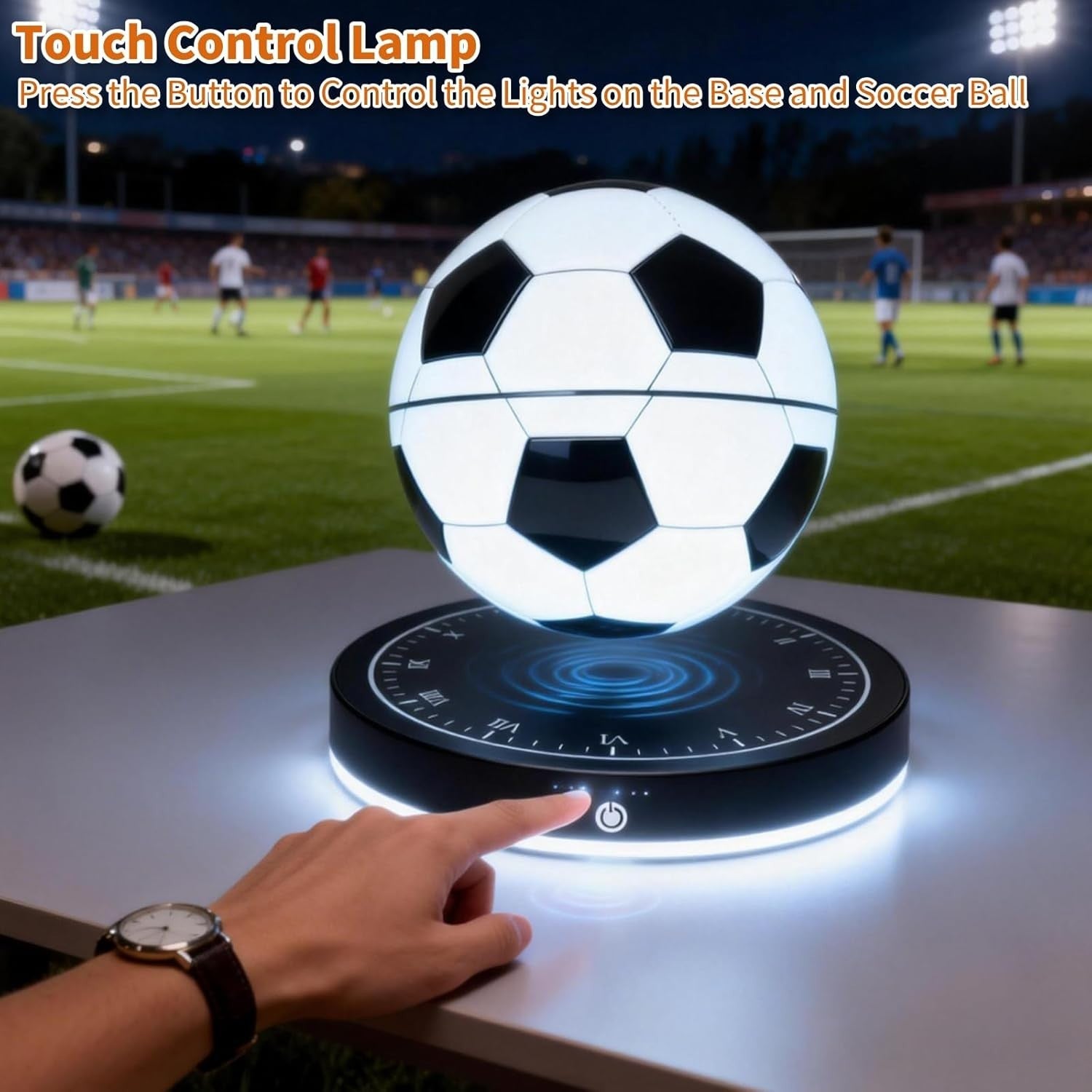 Magnetic Levitating Soccer Ball Lamp White LED Floating Desk Night Light