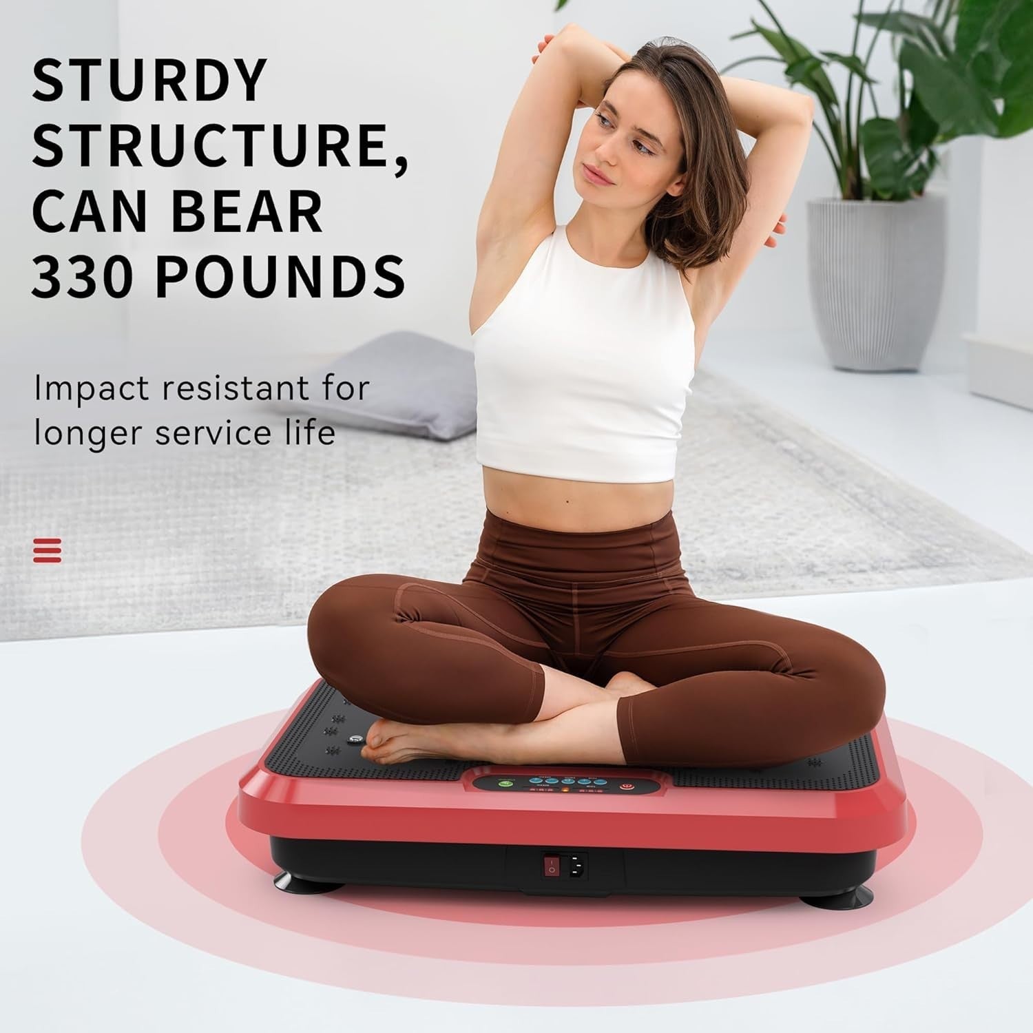 Red Vibration Plate Exercise Machine 200 Speeds Quiet Full Body Workout