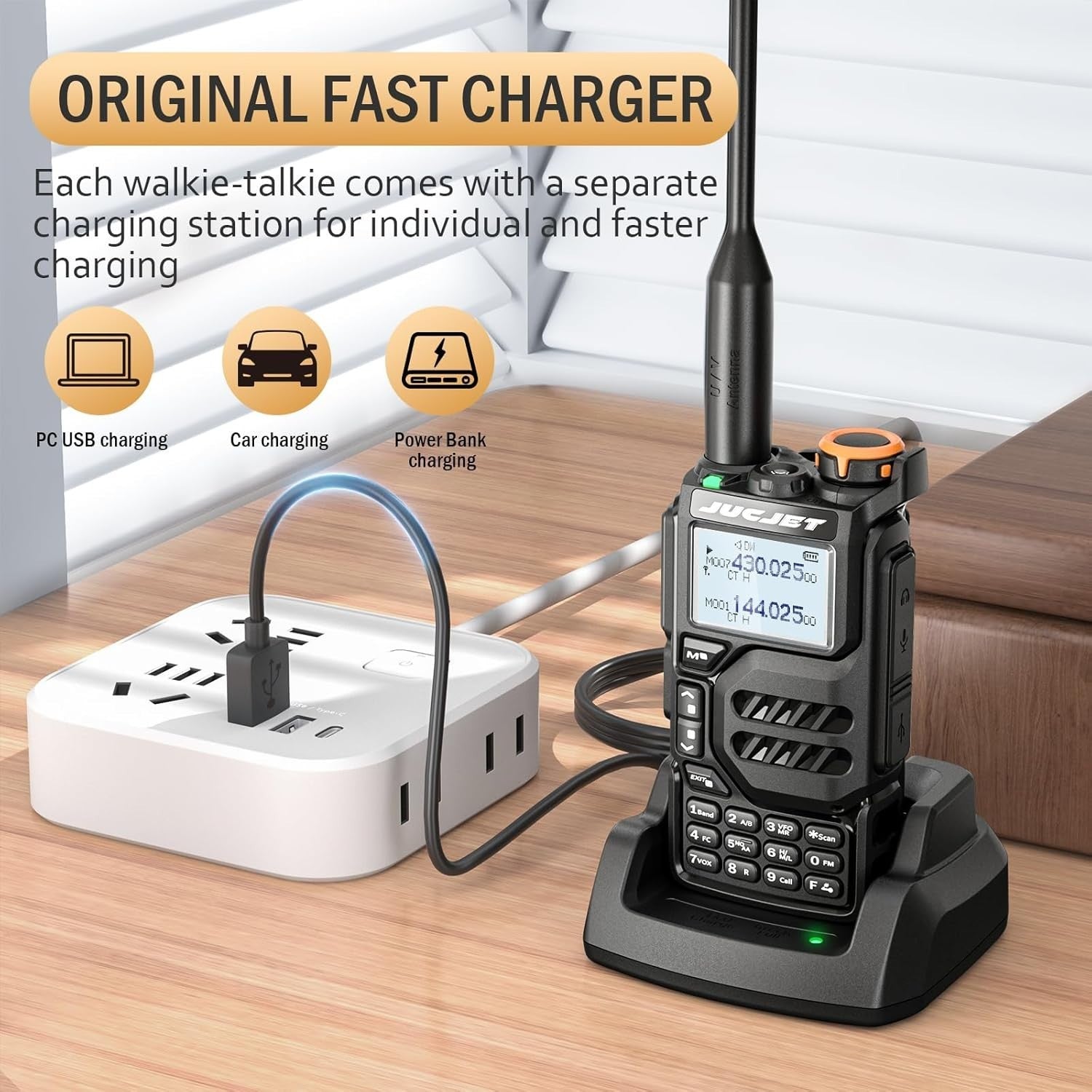 Dual Band Walkie Talkies 2 Pack VHF UHF 200CH Long Range LED Light